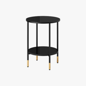 New Mark Impex Side Table, 2 Tiers, Round Tray Table